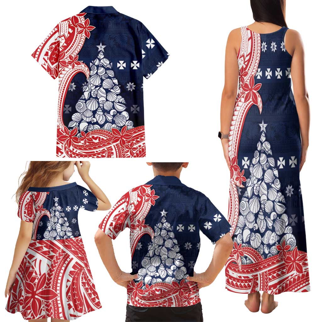 Wallis And Futuna Christmas Family Matching Tank Maxi Dress and Hawaiian Shirt Seashell Xmas Tree Tribal Waves DT05 - Polynesian Pride