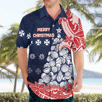 Wallis And Futuna Christmas Hawaiian Shirt Seashell Xmas Tree Tribal Waves - Polynesian Pride
