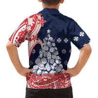 Wallis And Futuna Christmas Kid Hawaiian Shirt Seashell Xmas Tree Tribal Waves - Polynesian Pride