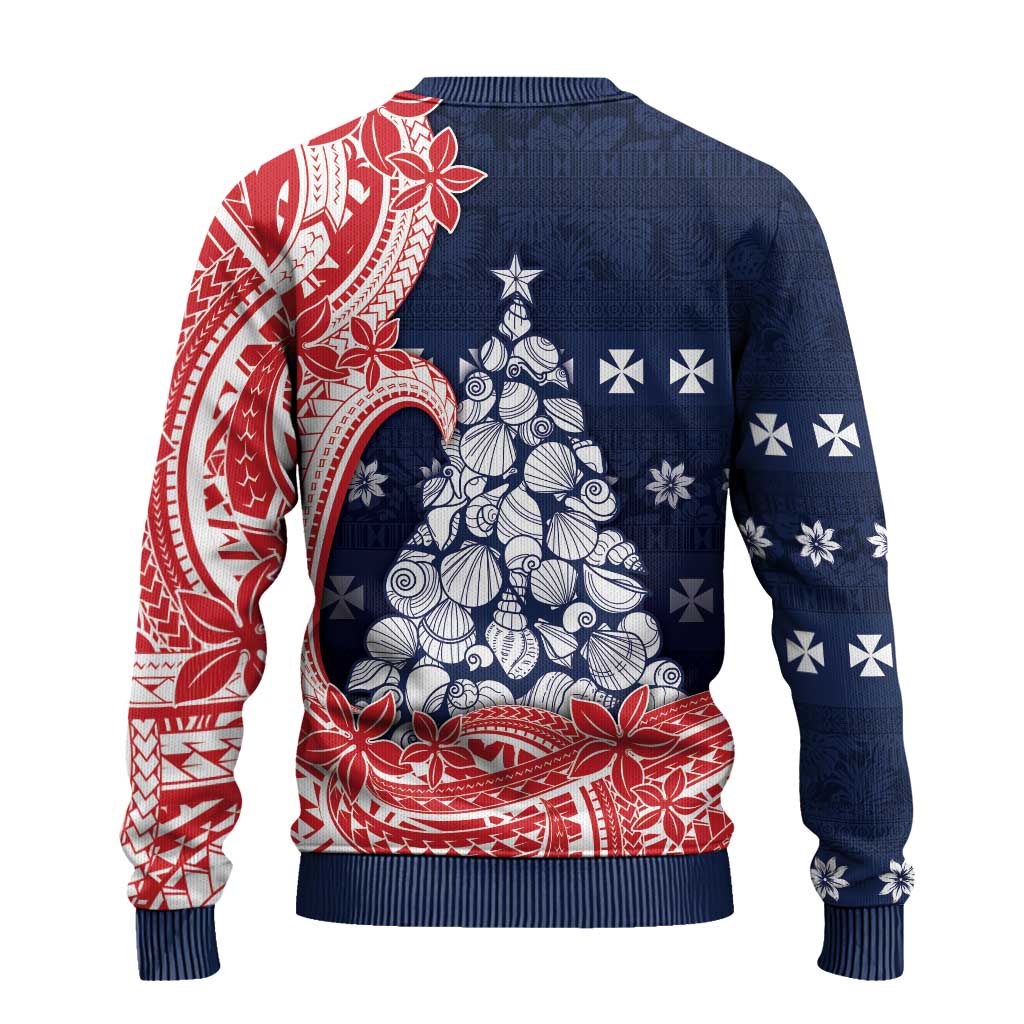Wallis And Futuna Christmas Ugly Christmas Sweater Seashell Xmas Tree Tribal Waves DT05 - Polynesian Pride