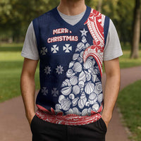Wallis And Futuna Christmas Knitted V-Neck Vest Seashell Xmas Tree Tribal Waves DT05 - Polynesian Pride