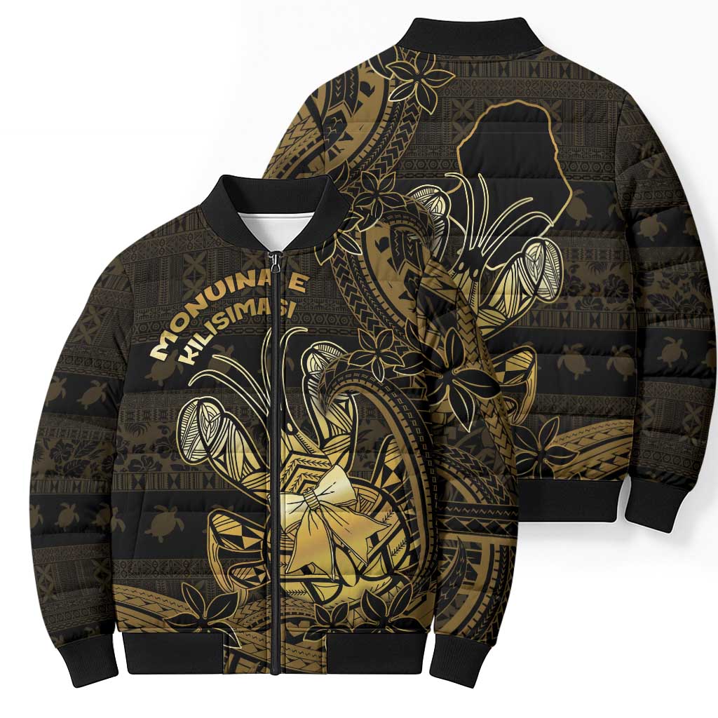 Niue Christmas Bomber Puffer Jacket Niuean Crab Xmas Tribal Waves - Polynesian Pride