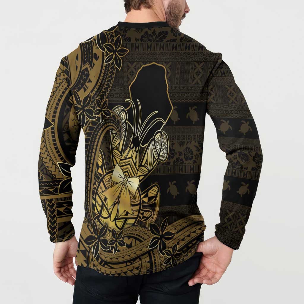 Niue Christmas Button Sweatshirt Niuean Crab Xmas Tribal Waves - Polynesian Pride