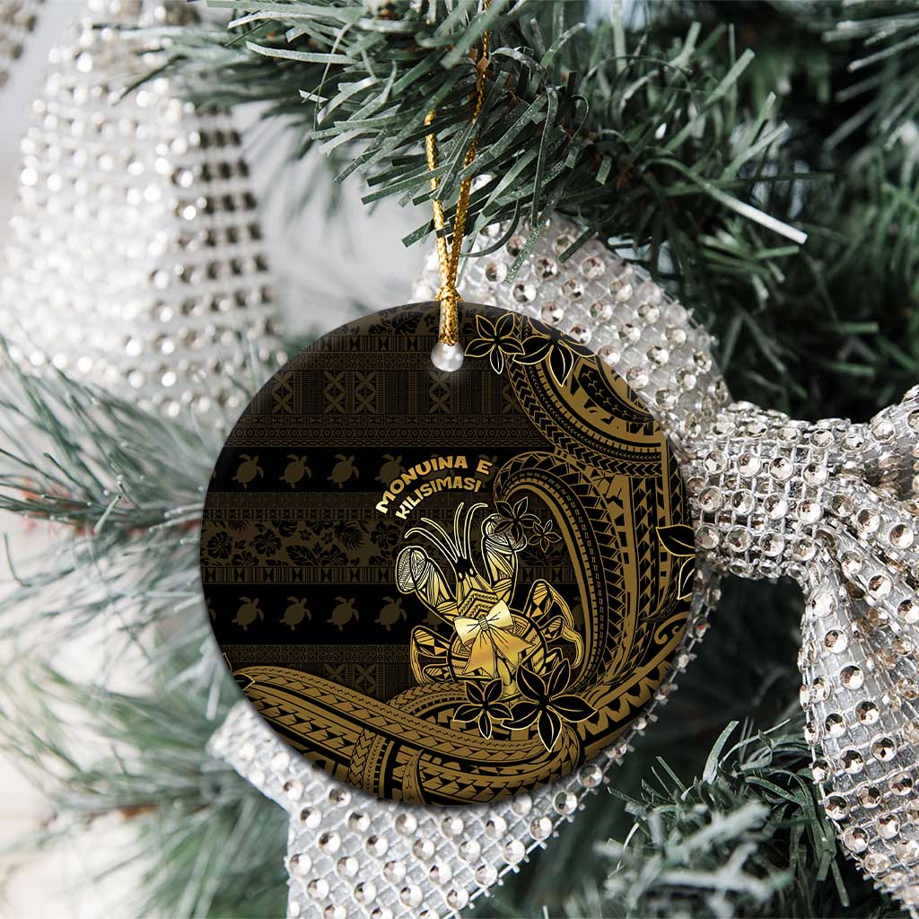 Niue Christmas Ceramic Ornament Niuean Crab Xmas Tribal Waves - Polynesian Pride