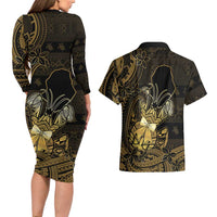Niue Christmas Couples Matching Long Sleeve Bodycon Dress and Hawaiian Shirt Niuean Crab Xmas Tribal Waves DT05 - Polynesian Pride