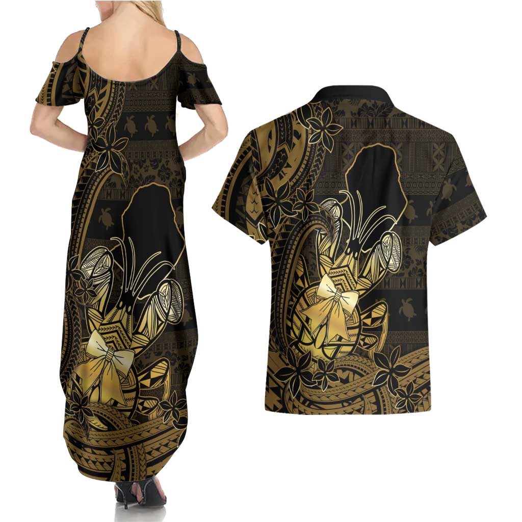 Niue Christmas Couples Matching Summer Maxi Dress and Hawaiian Shirt Niuean Crab Xmas Tribal Waves DT05 - Polynesian Pride