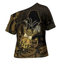 Niue Christmas Cross Shoulder Shirt Niuean Crab Xmas Tribal Waves - Polynesian Pride