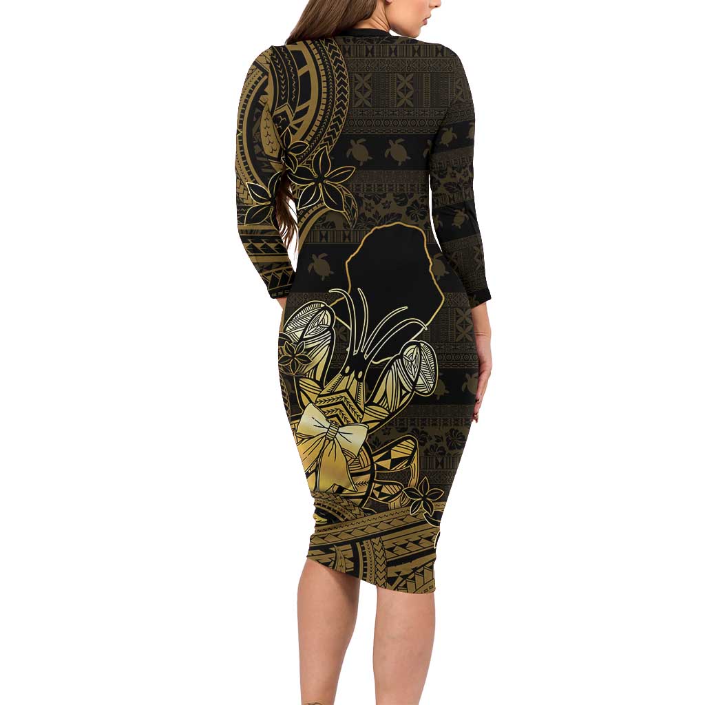 Niue Christmas Family Matching Long Sleeve Bodycon Dress and Hawaiian Shirt Niuean Crab Xmas Tribal Waves DT05 - Polynesian Pride