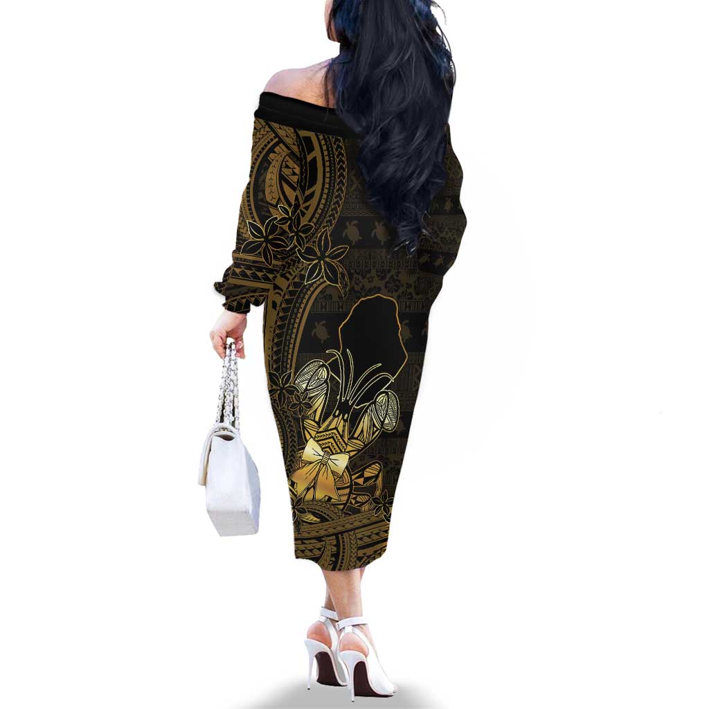 Niue Christmas Family Matching Off The Shoulder Long Sleeve Dress and Hawaiian Shirt Niuean Crab Xmas Tribal Waves DT05 - Polynesian Pride