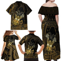 Niue Christmas Family Matching Off Shoulder Maxi Dress and Hawaiian Shirt Niuean Crab Xmas Tribal Waves DT05 - Polynesian Pride