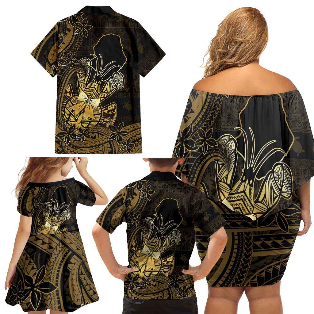 Niue Christmas Family Matching Off Shoulder Short Dress and Hawaiian Shirt Niuean Crab Xmas Tribal Waves DT05 - Polynesian Pride