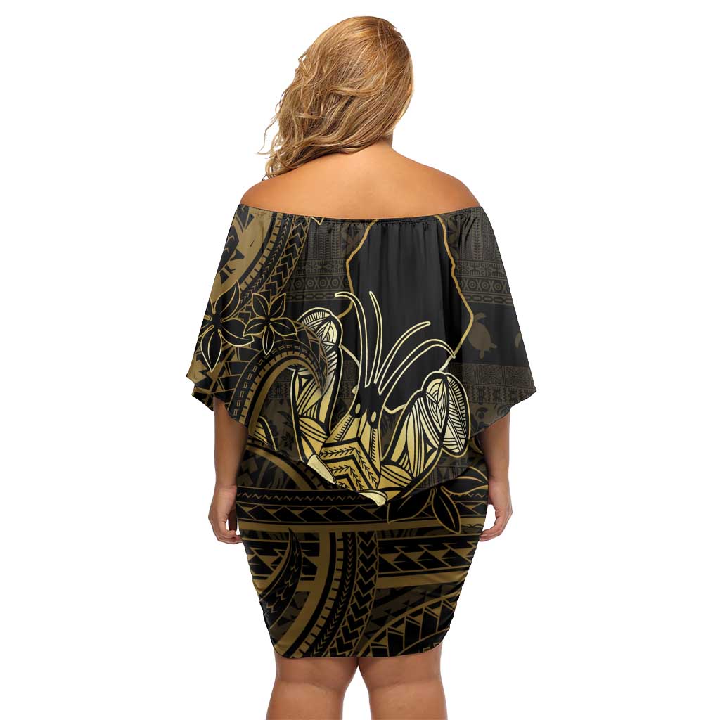 Niue Christmas Family Matching Off Shoulder Short Dress and Hawaiian Shirt Niuean Crab Xmas Tribal Waves DT05 - Polynesian Pride