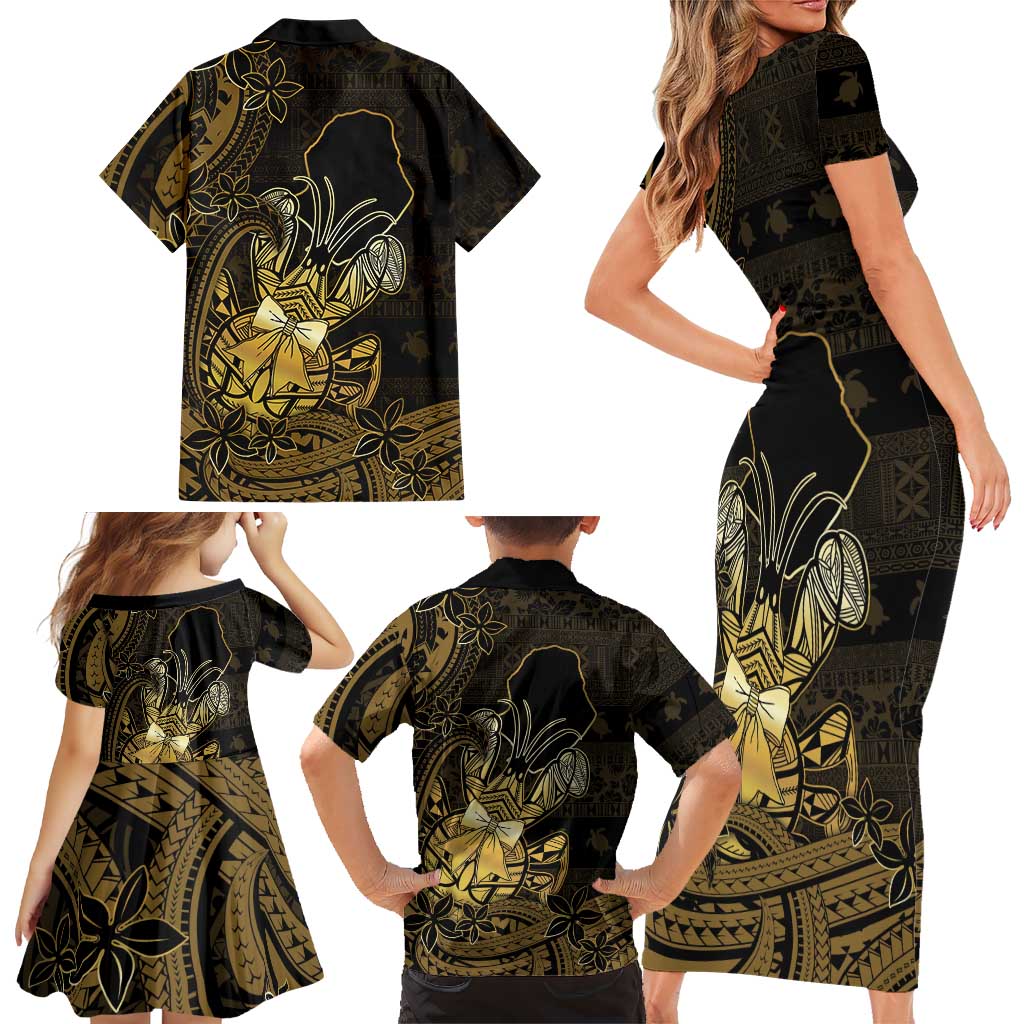 Niue Christmas Family Matching Short Sleeve Bodycon Dress and Hawaiian Shirt Niuean Crab Xmas Tribal Waves DT05 - Polynesian Pride