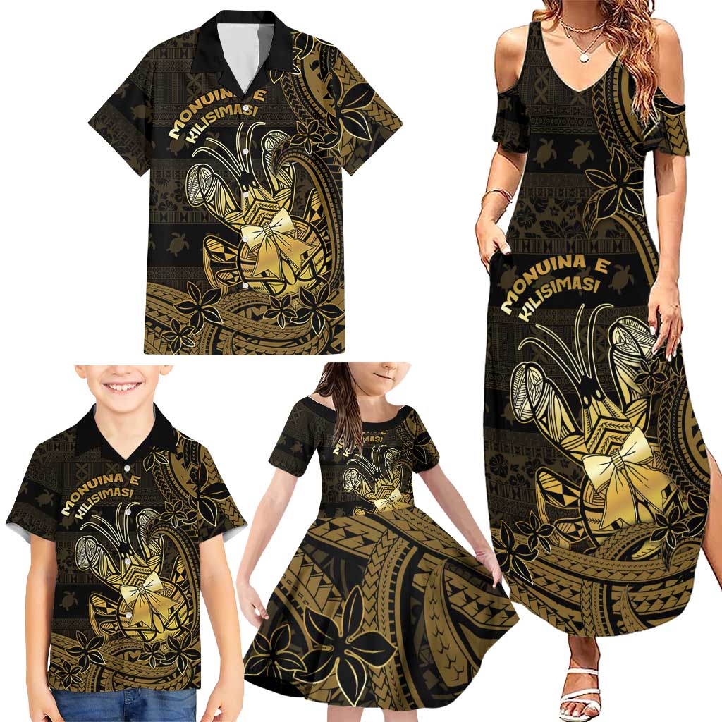 Niue Christmas Family Matching Summer Maxi Dress and Hawaiian Shirt Niuean Crab Xmas Tribal Waves - Polynesian Pride