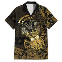 Niue Christmas Family Matching Summer Maxi Dress and Hawaiian Shirt Niuean Crab Xmas Tribal Waves DT05 Dad's Shirt - Short Sleeve Gold - Polynesian Pride