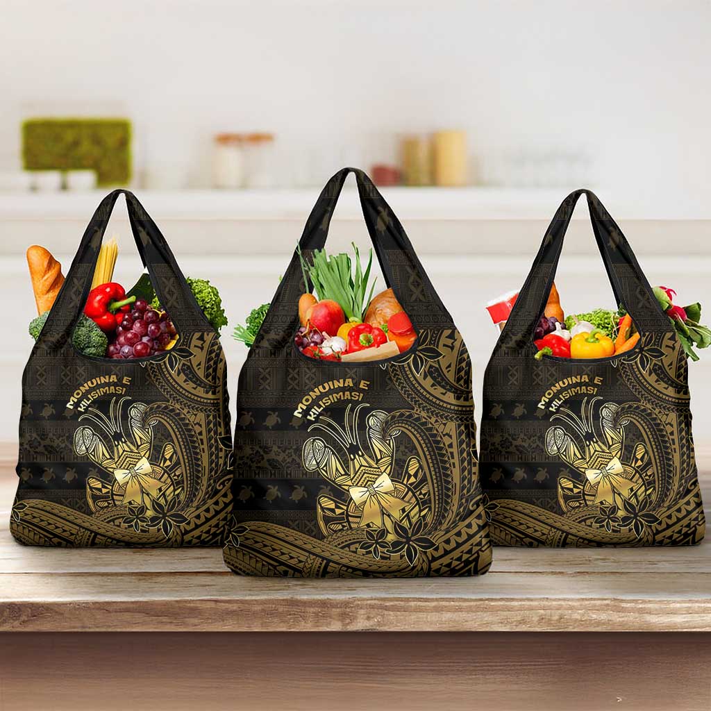 Niue Christmas Grocery Bag Niuean Crab Xmas Tribal Waves - Polynesian Pride