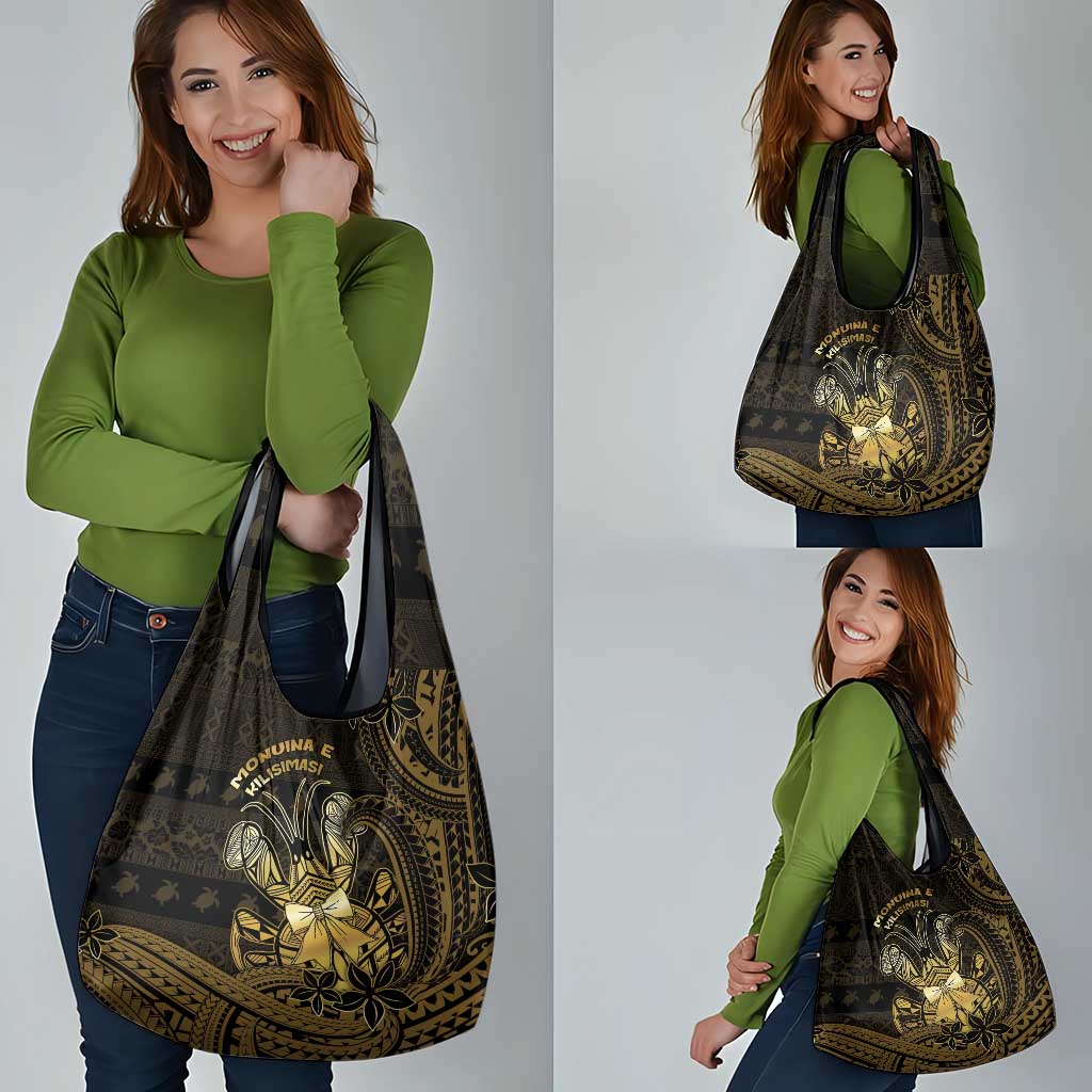 Niue Christmas Grocery Bag Niuean Crab Xmas Tribal Waves - Polynesian Pride