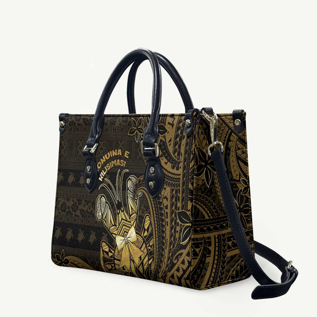 Niue Christmas Leather Bag Niuean Crab Xmas Tribal Waves - Polynesian Pride