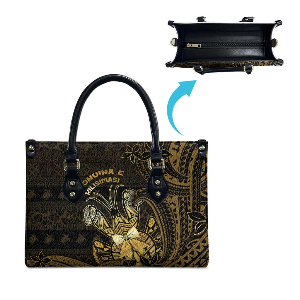 Niue Christmas Leather Bag Niuean Crab Xmas Tribal Waves - Polynesian Pride
