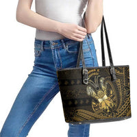 Niue Christmas Leather Tote Bag Niuean Crab Xmas Tribal Waves DT05 - Polynesian Pride