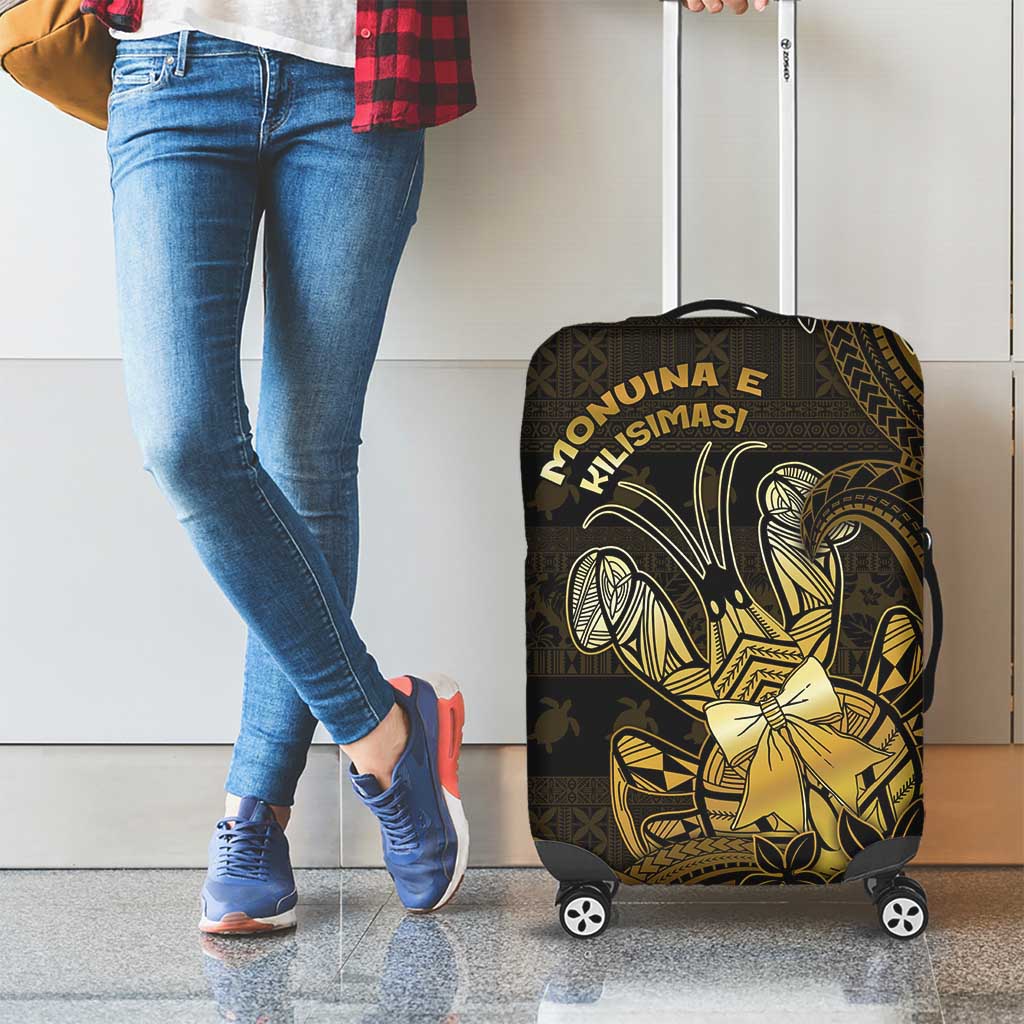 Niue Christmas Luggage Cover Niuean Crab Xmas Tribal Waves - Polynesian Pride