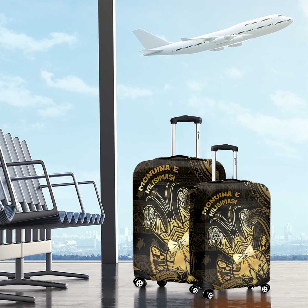 Niue Christmas Luggage Cover Niuean Crab Xmas Tribal Waves - Polynesian Pride