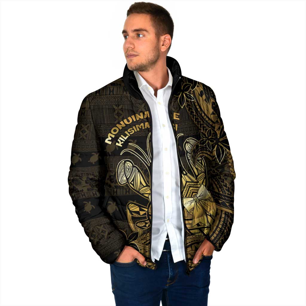 Niue Christmas Padded Jacket Niuean Crab Xmas Tribal Waves - Polynesian Pride