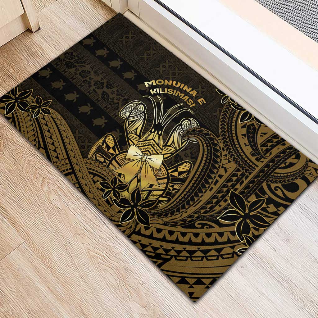 Niue Christmas Rubber Doormat Niuean Crab Xmas Tribal Waves - Polynesian Pride