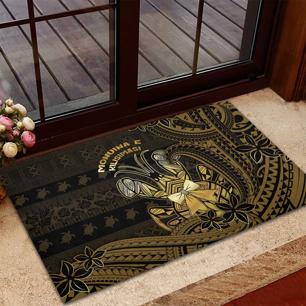 Niue Christmas Rubber Doormat Niuean Crab Xmas Tribal Waves - Polynesian Pride