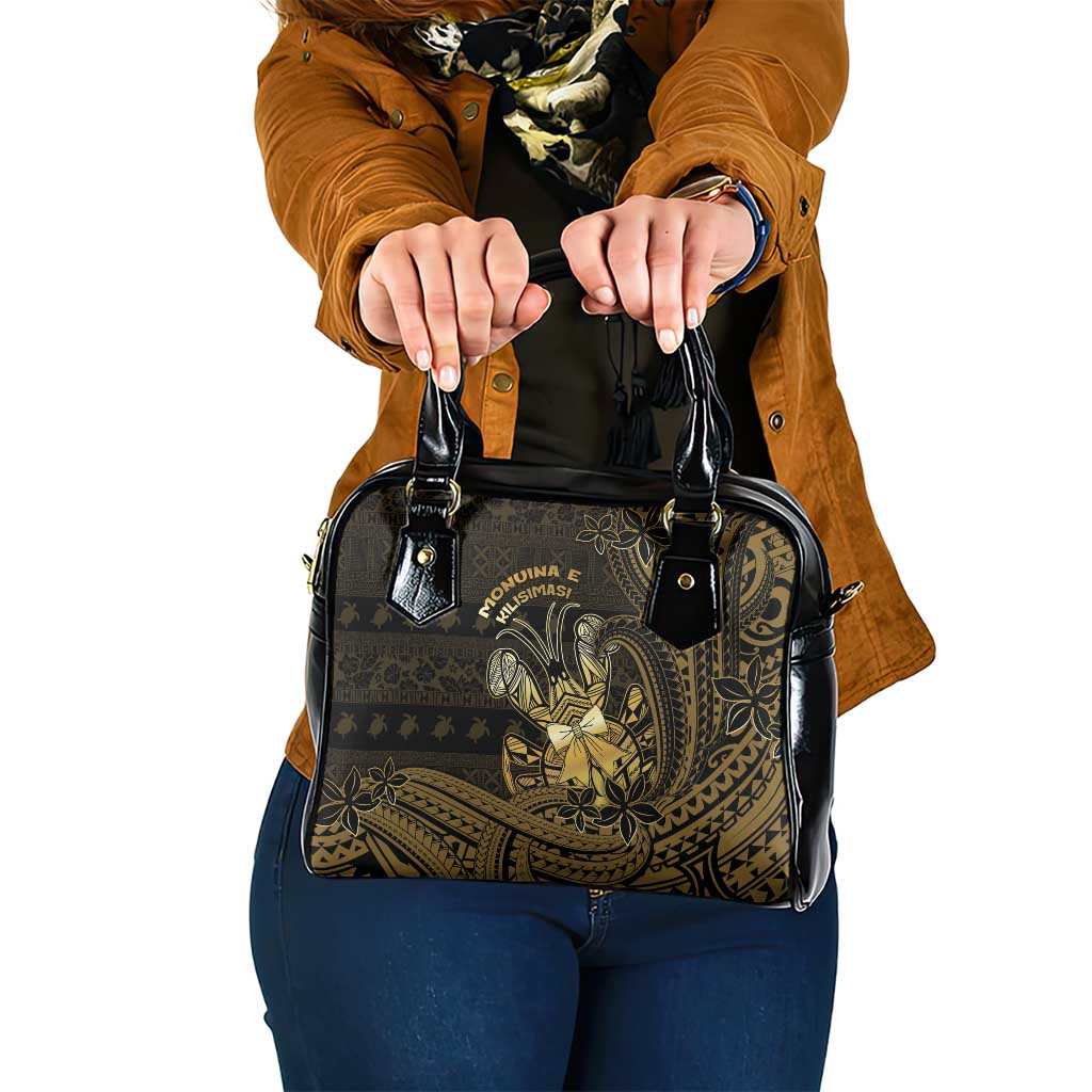Niue Christmas Shoulder Handbag Niuean Crab Xmas Tribal Waves - Polynesian Pride