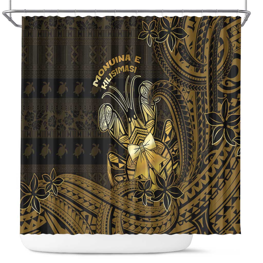 Niue Christmas Shower Curtain Niuean Crab Xmas Tribal Waves - Polynesian Pride