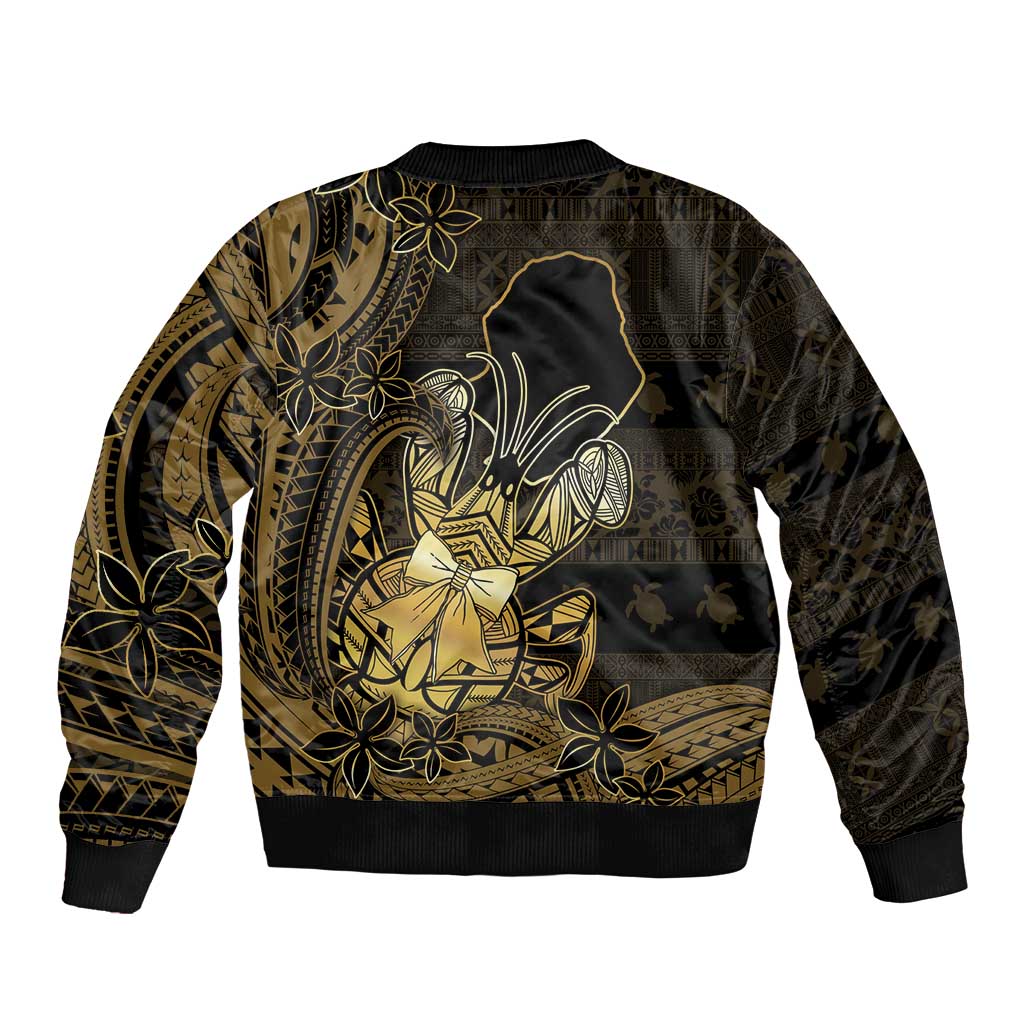 Niue Christmas Sleeve Zip Bomber Jacket Niuean Crab Xmas Tribal Waves DT05 - Polynesian Pride