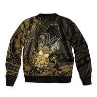 Niue Christmas Sleeve Zip Bomber Jacket Niuean Crab Xmas Tribal Waves DT05 - Polynesian Pride