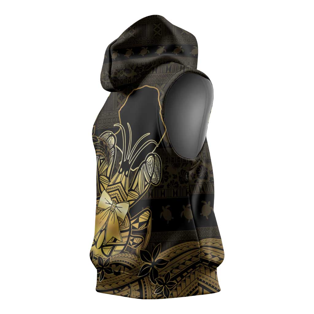 Niue Christmas Sleeveless Hoodie Niuean Crab Xmas Tribal Waves - Polynesian Pride