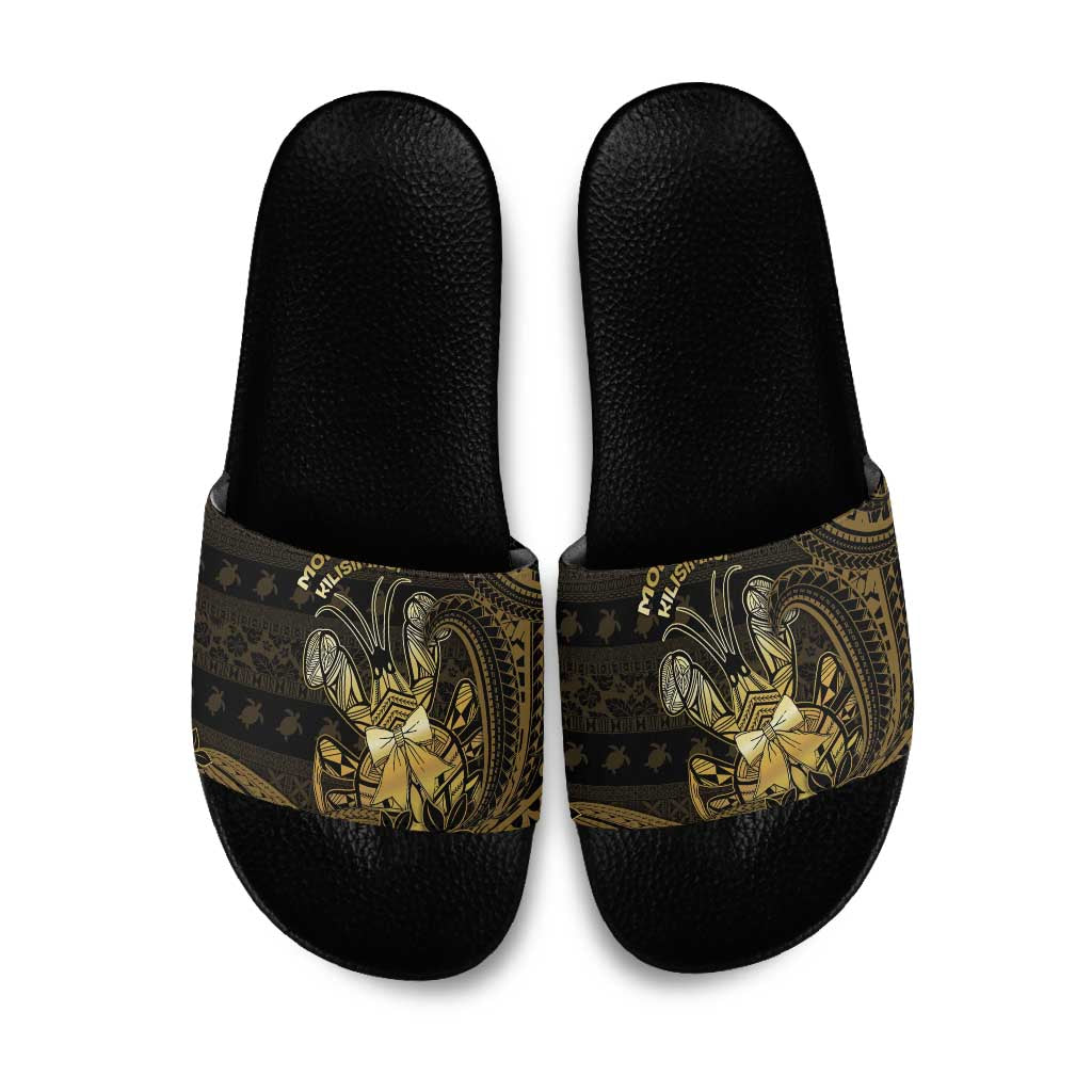 Niue Christmas Slide Sandals Niuean Crab Xmas Tribal Waves - Polynesian Pride