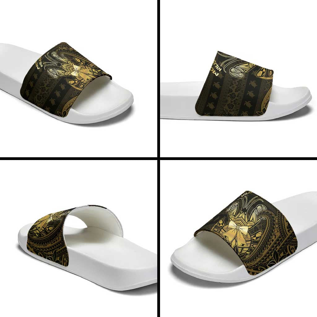 Niue Christmas Slide Sandals Niuean Crab Xmas Tribal Waves - Polynesian Pride