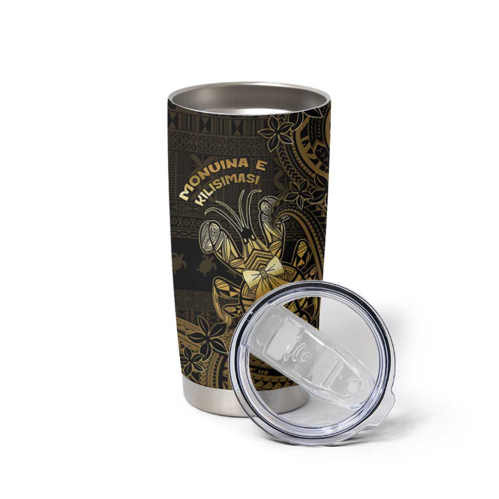 Niue Christmas Tumbler Cup Niuean Crab Xmas Tribal Waves - Polynesian Pride