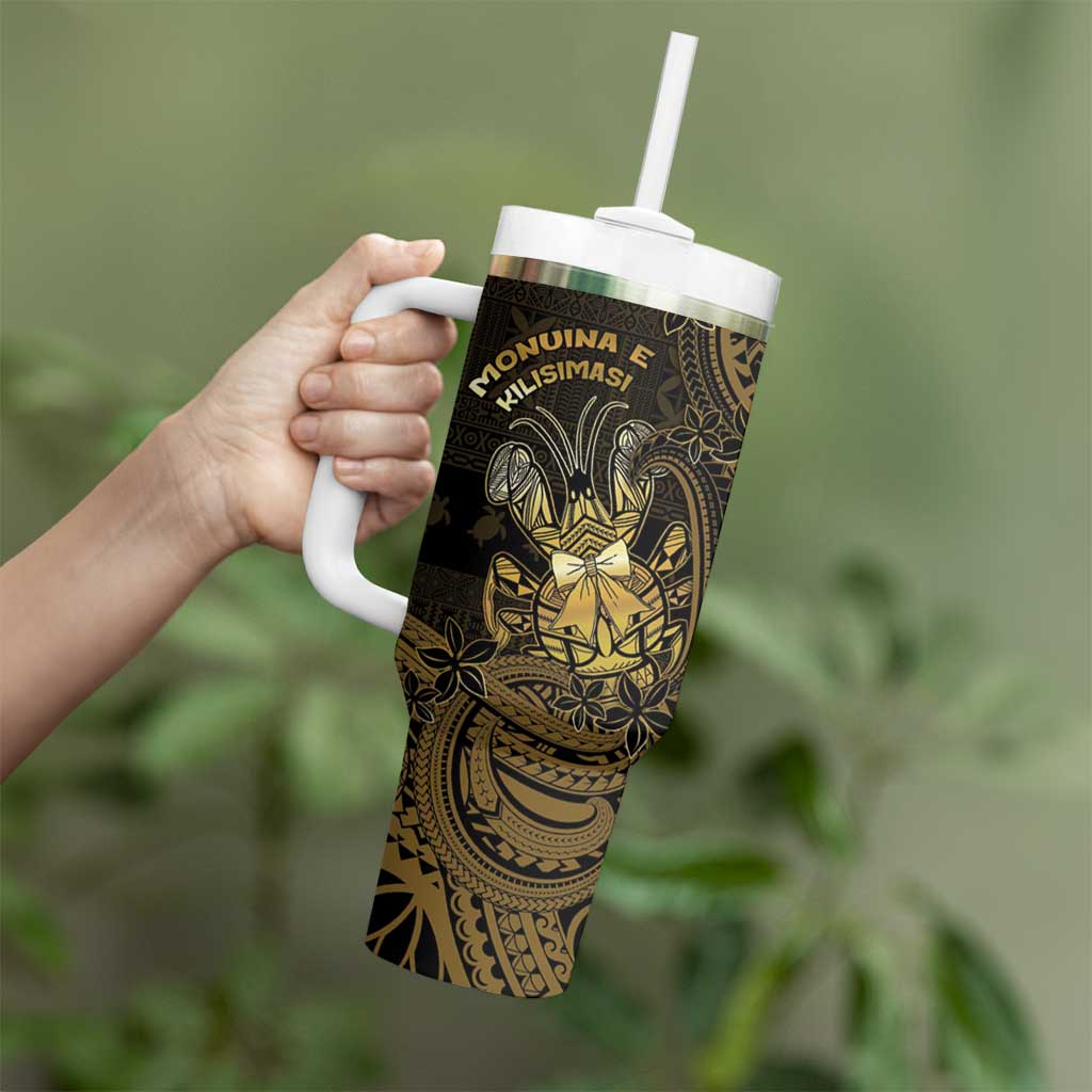 Niue Christmas Tumbler With Handle Niuean Crab Xmas Tribal Waves - Polynesian Pride