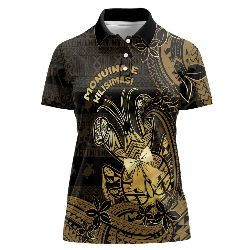 Niue Christmas Women Polo Shirt Niuean Crab Xmas Tribal Waves - Polynesian Pride