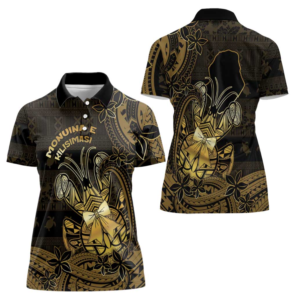 Niue Christmas Women Polo Shirt Niuean Crab Xmas Tribal Waves - Polynesian Pride