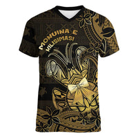 Niue Christmas Women V-Neck T-Shirt Niuean Crab Xmas Tribal Waves - Polynesian Pride
