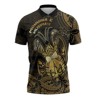 Niue Christmas Zipper Polo Shirt Niuean Crab Xmas Tribal Waves - Polynesian Pride