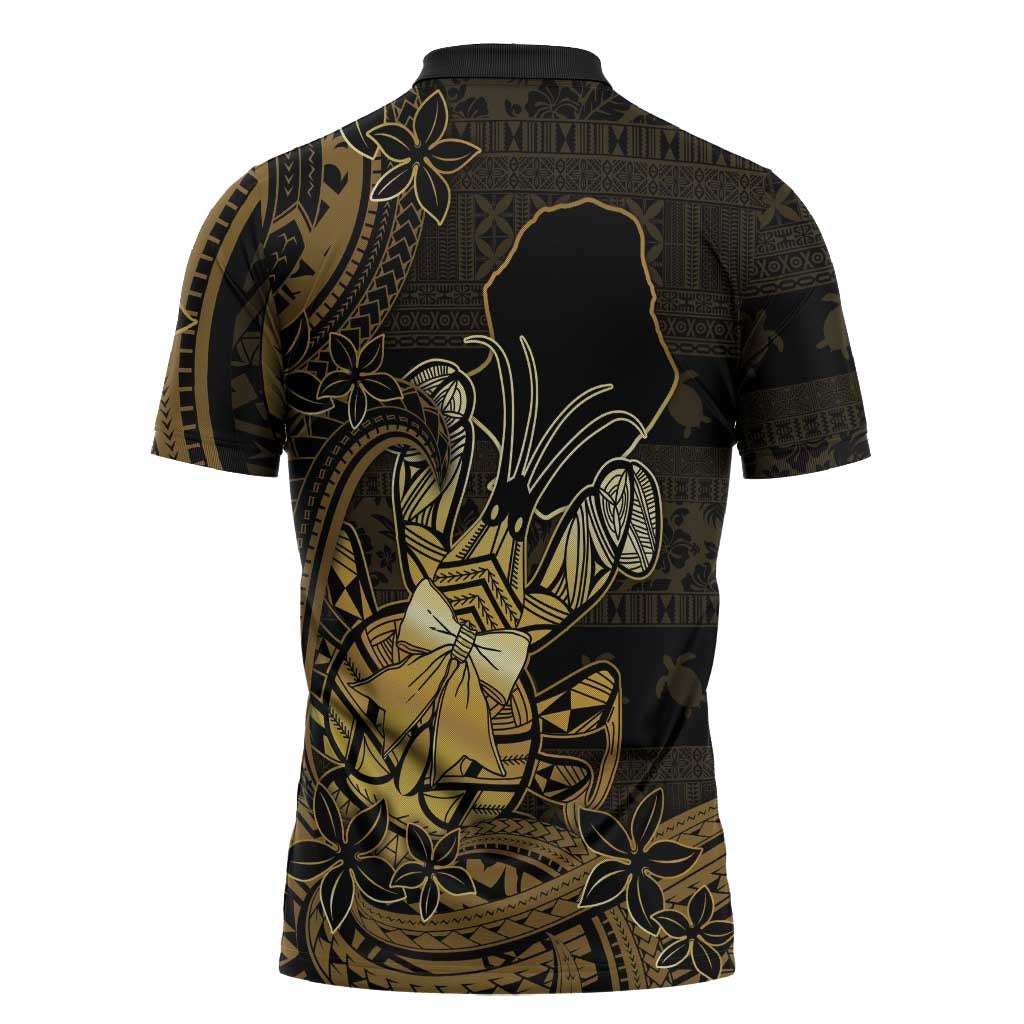 Niue Christmas Zipper Polo Shirt Niuean Crab Xmas Tribal Waves - Polynesian Pride
