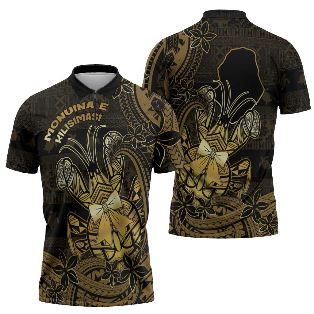 Niue Christmas Zipper Polo Shirt Niuean Crab Xmas Tribal Waves - Polynesian Pride