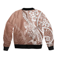 Hawaii Puakenikeni And Maile Lei Bomber Jacket Brown Polynesian Shark Tattoo DT05 - Polynesian Pride