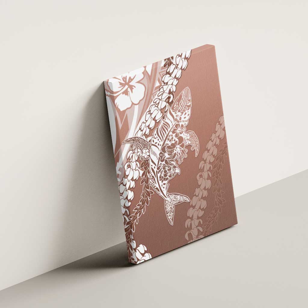 Hawaii Puakenikeni And Maile Lei Canvas Wall Art Brown Polynesian Shark Tattoo DT05