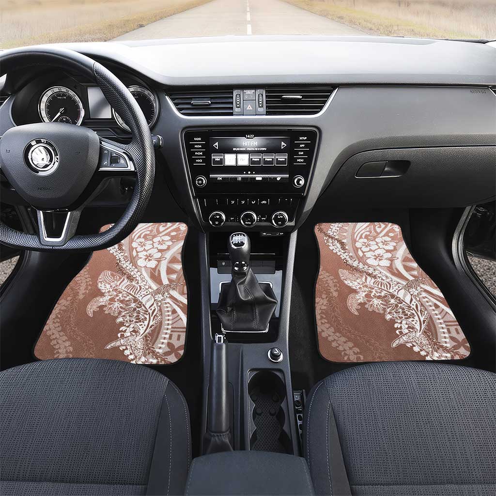 Hawaii Puakenikeni And Maile Lei Car Mats Brown Polynesian Shark Tattoo DT05