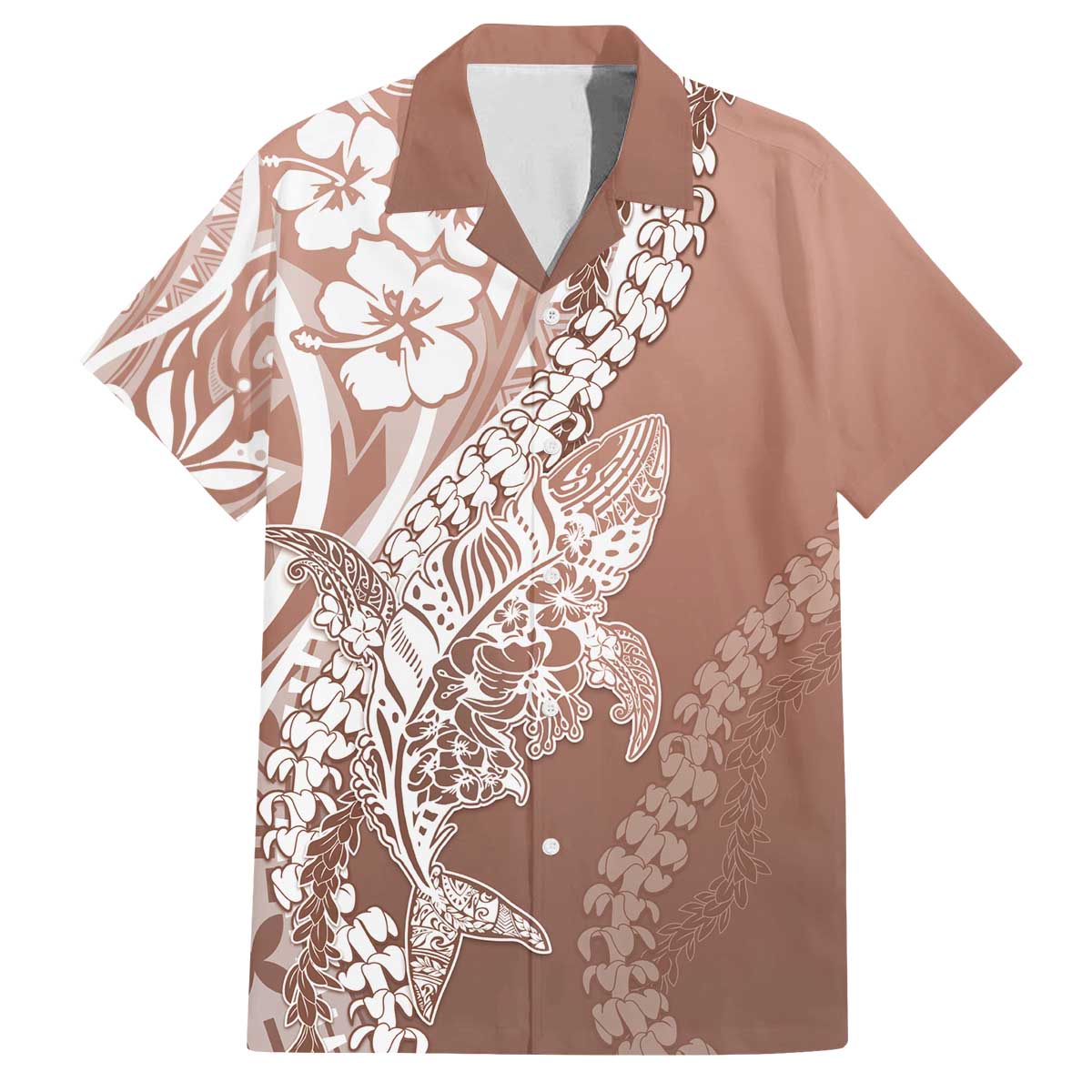 Hawaii Puakenikeni & Maile Lei – Family Matching Dress & Hawaiian Shirt – Polynesian Shark Brown DT05 Dad's Shirt - Short Sleeve Brown - Polynesian Pride