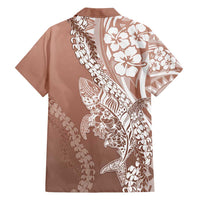 Hawaii Puakenikeni And Maile Lei Family Matching Off Shoulder Maxi Dress and Hawaiian Shirt Brown Polynesian Shark Tattoo DT05 - Polynesian Pride