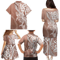 Hawaii Puakenikeni And Maile Lei Family Matching Puletasi and Hawaiian Shirt Brown Polynesian Shark Tattoo DT05 - Polynesian Pride